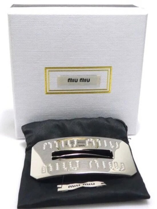 Auth MIUMIU Barrette Hair Clip Hair Accessotry Silver Metal - r10572a main image 10